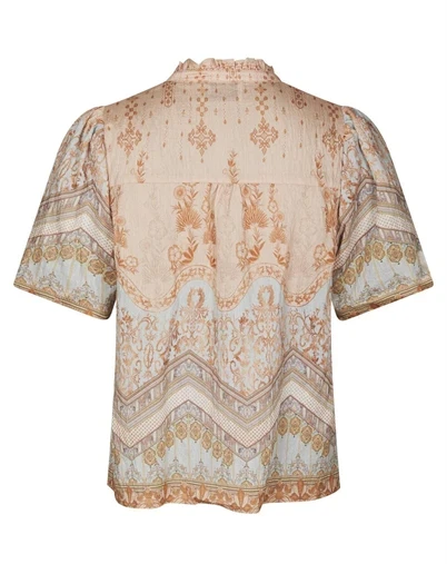 Neo Noir - Torana Flower Border Bluse - Flower Peach